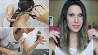 COMO CORTAR O CABELO EM CASA SOZINHA  O FAMOSO BLUNT [upl. by Auqinahs34]