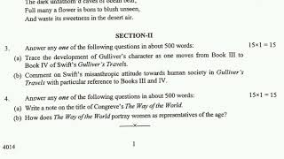 ENGLISH HONOURS4th Semester Question paperCC8 2024West Bengal State University [upl. by Nosae40]