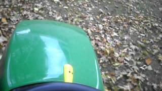 John Deere LT155 mulching leaves [upl. by Nnylkoorb]