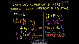 ❖ Solving Separable First Order Differential Equations ❖ [upl. by Iblok]