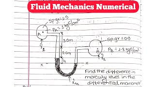 U tube Manometer Numerical  Fluid Mechanics Numerical [upl. by Ramonda]