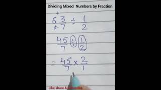 Dividing Mixed Numbers by Fraction maths mathtricks short [upl. by Innavoeg]