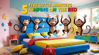 quot🎶 Five Little Monkeys Jumping on the Bed  A Fun Nursery Rhymes Adventure for Kids 🐒quot [upl. by Aleakam]