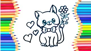 How to draw cat amp mousedrawing for kids amp toddlerskids art hub JsLittleArt [upl. by Ennaimaj250]