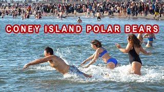 Coney Island Polar Bear plunge in the Atlantic 2024 [upl. by Kokoruda]