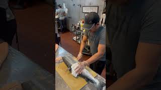 Cutting skills for the salmon shorts food habachi tappanyaki knifeskills fishsalmon [upl. by Tallu]