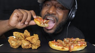 ASMR MEATLOVERS PERSONAL PAN PIZZA amp LEMON PEPPER CHICKEN WINGS MUKBANG EATINGSOUNDS TCASMR [upl. by Aniz668]