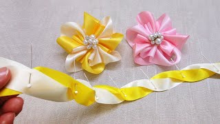 DIY Ribbon Flowers  How to Make Unique Ribbon Flowers with This Easy Trick 🌹 [upl. by Kathryn]