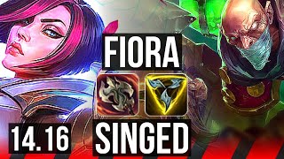 FIORA vs SINGED TOP  Rank 3 Fiora 1001 Legendary  EUW Challenger  1416 [upl. by Aicat]