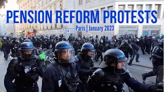 Paris Riot Police Break Up Pension Reform Protest After Bank Building Attacked  Extended Footage [upl. by Hpejsoj384]