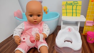 Baby Annabell Doll Morning Routine and Training feeding Changing baby doll [upl. by Aratahc573]