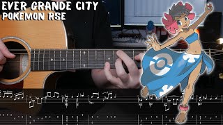 Ever Grande City  Pokemon RubySapphireEmerald  Fingerstyle Guitar Tutorial  TAB [upl. by Lebanna]