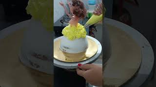 Barbie doll cake half kg Vanilla flavour cake cakedecorating food telugu thank you for watching [upl. by Urbain201]