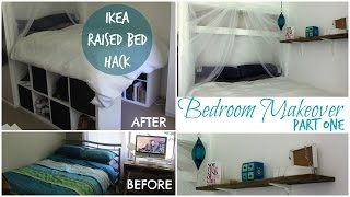 DIY IKEA PLATFORM BED made from KallaxExpedit bookcase  Chelsea Mason [upl. by Kerge601]