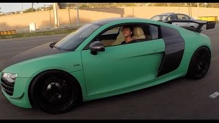 Nyjah Huston driving his AUDI R8 [upl. by Marvin]