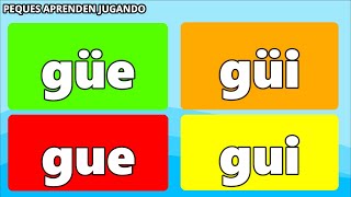 Sílabas GÜE GÜI para niños La diéresis Video de Peques Aprenden Jugando [upl. by Annahsohs]