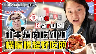 在日本🇯🇵吃韓國🇰🇷頂級和牛燒肉吃到飽…🥓橫隔膜超好吃👍｜ONE KARUBI｜台灣✈️日本大阪EP2 下｜陳儒爸與藍莓媽 燒肉 日本旅遊 Japan [upl. by Welcy]