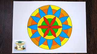 Geometric Design in Circle  Geometric Patterns in Circle  How to Draw Geometric Art in Circle [upl. by Sedgewake]