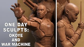 One Day Sculpts War Machine and Okoye  Timelapse [upl. by Ahsilif]