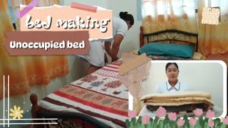 bed making unoccupied bed•Return Demonstration•student nurse [upl. by Ehttam]