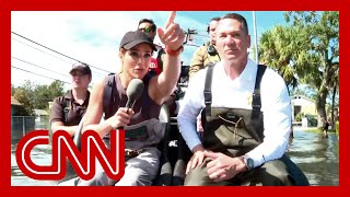 CNN tours flooded neighborhood on an airboat rescuing survivors [upl. by Groos393]