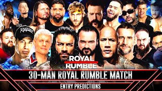 WWE 30 MENS ROYAL RUMBLE ENTRY PREDICTION [upl. by Aicatsan968]