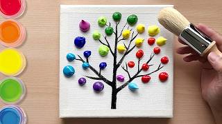 Easy 3Step Rainbow Tree Painting in 5 Minutes  Easy painting for beginners [upl. by Neveda]