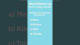 Word Match Up English Analogy Challenge 17 [upl. by Suraved]