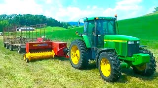 Baling Hay On A Dairy Farm l 1st Crop Grass Hay l 2024 Hay Season [upl. by Earvin]