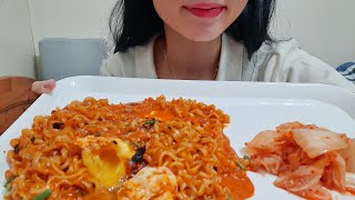 SAMYANG BULDAK SPICY NOODLE MUKBANG with Kimchi  No Talking [upl. by Gerick753]