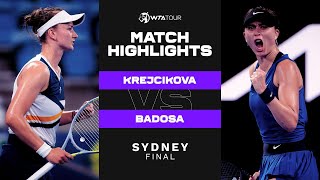 Barbora Krejcikova vs Paula Badosa  2022 Sydney Final  WTA Match Highlights [upl. by Ludewig]