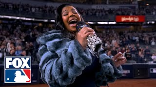 Ashanti performs the National Anthem ahead of Dodgers vs Yankees Game 4  MLB on FOX [upl. by Gamber560]