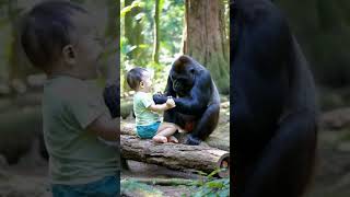 My kid With Kiki Gorilla gorillababy crazy love cute trend baby [upl. by Annaig]