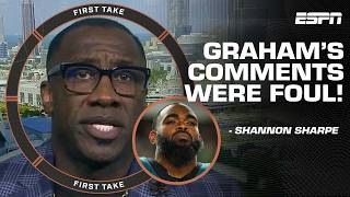 Shannon Sharpe calls Brandon Graham’s comments on Jalen Hurts and AJ Brown ‘FOUL’  First Take [upl. by Vena]