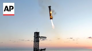 WATCH SpaceX catches Starship rocket booster back at the launch pad [upl. by Toh]