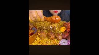 Chicken biryani with chicken curry mukbang eatingshow food eating foodchallenge [upl. by Popper]