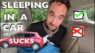 Sleeping in a compact car  How to live in a small car [upl. by Nosyla580]