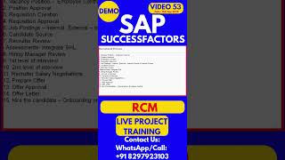 SAP SuccessFactors RCM Training Video 53 16 Sep 2024 sapsuccessfactorstraining [upl. by Halak]