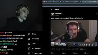 xQc reacts to Destiny Saying The quotHard Rquot [upl. by Misaq]