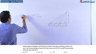 Geometry Problem Tower Angles KCET 11th Mathematics Trigonometry and its Applications [upl. by Florri]