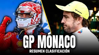 RESUMEN CLASIFICACIÓN GP MÓNACO  POLE IGUALADA DE LECLERC Y DESASTRE DE ALONSO F1 MonacoGP [upl. by Oigile]