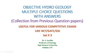 Obj Hydro Geology MCQ 3 [upl. by Nnaik]