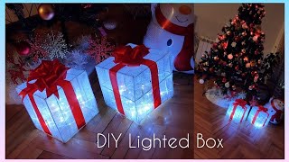 DIY Lighted Gift Box 🎁 Kako napraviti svetleci Novogodisnji Paketic 🎀 Svetleci paketic od stapica [upl. by Reniti]