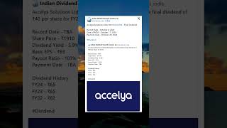 Accelya Solutions Ltd has Fixed Record Date amp Payment Date for Final Dividend for FY24 Dividend [upl. by Grogan]