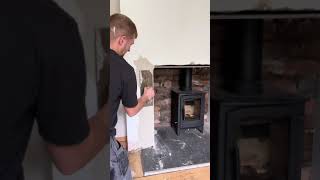 How to Dot amp Dab Fire cement board inside a fireplace [upl. by Eirrotal787]