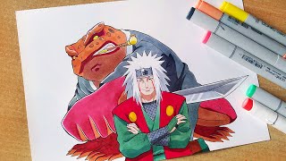 Drawing Jiraiya and Gamabunta from Naruto [upl. by Melleta]