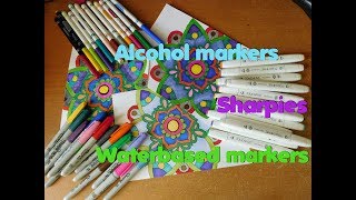 Sharpies water based markers amp alcohol markers  mandala [upl. by Nivrad]