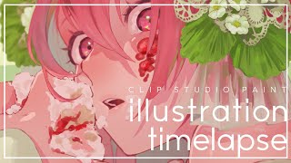 【clipstudiopaint】創作女子🍓描いてみたイラストメイキング【illustrationmaking】 [upl. by Viole263]