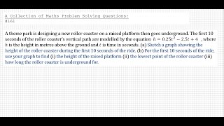 A Collection of Maths Problem Solving Questions161 Algebra  Quadratics  Graphs [upl. by Akcirederf985]