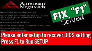 How to Fix Please enter setup to recover BIOS setting [upl. by Atimed]